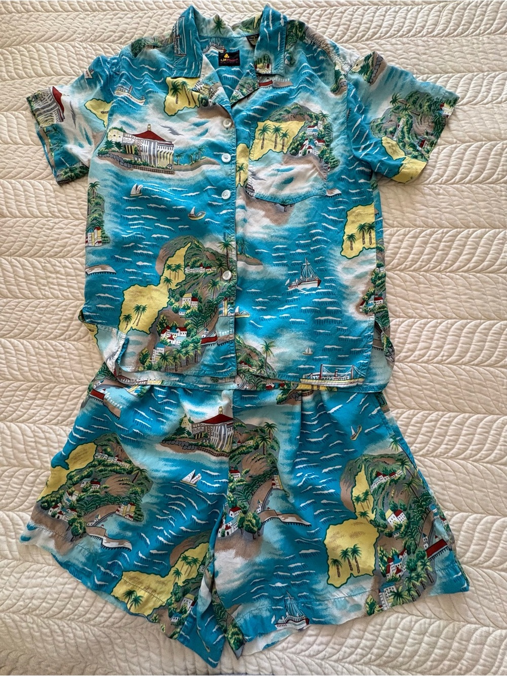 Liz Claiborne Turquoise Camp Shirt & Shorts Set